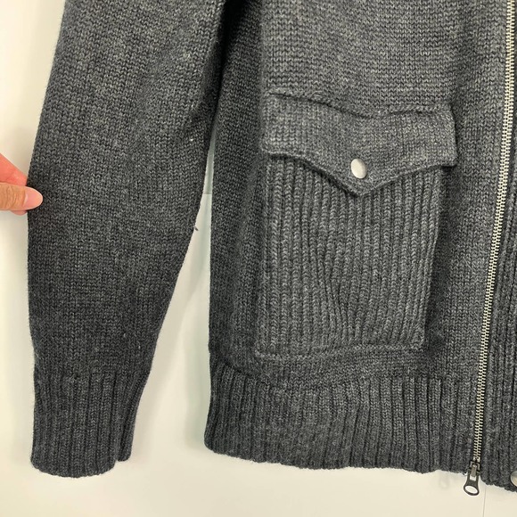 Banana Republic Men XL Merino Wool Blend Thick Knit Sweater Jacket Full Zip Gray - Picture 4 of 12